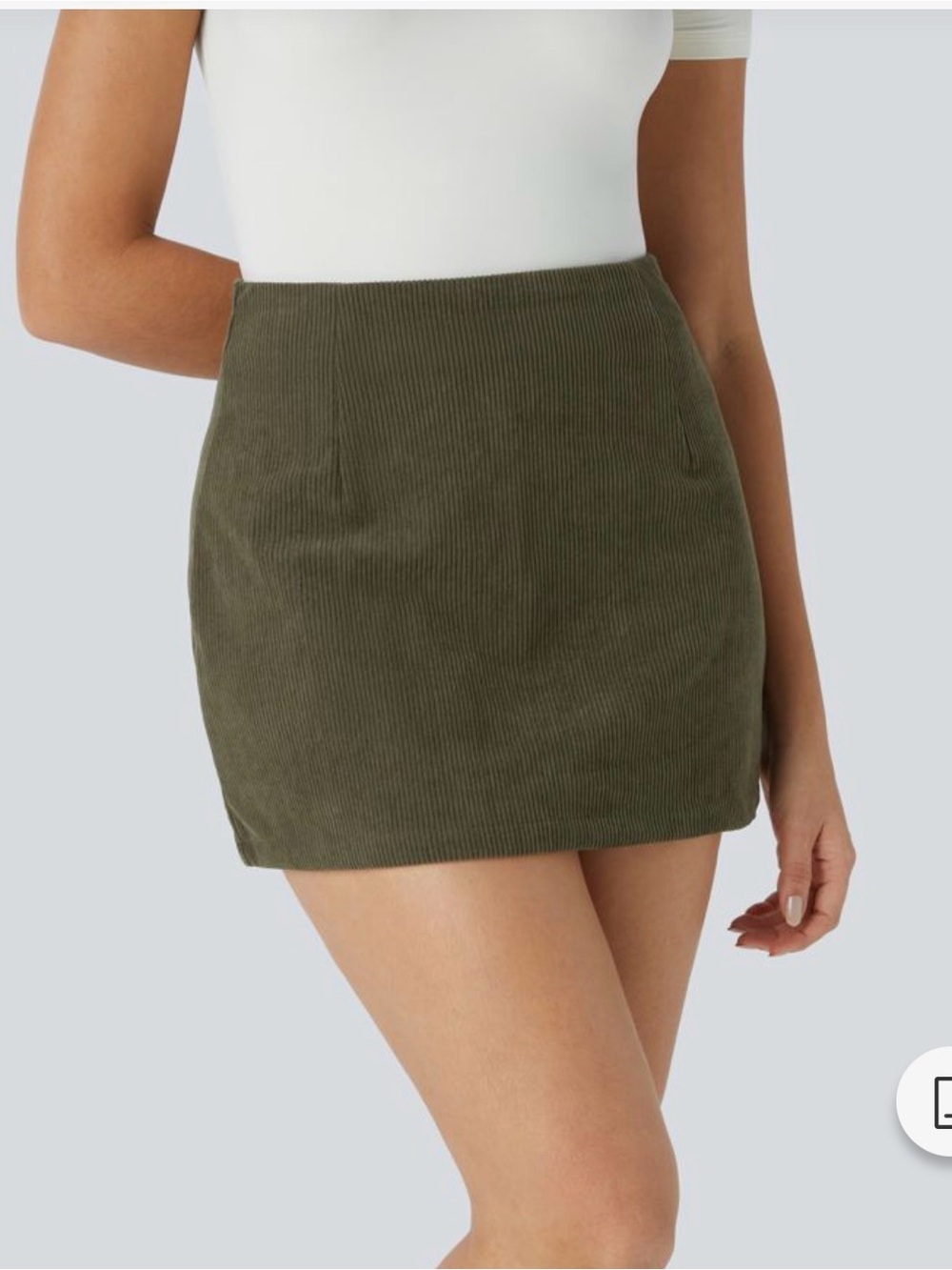HALARA Olive Corduroy High-Waist Mini Skirt
